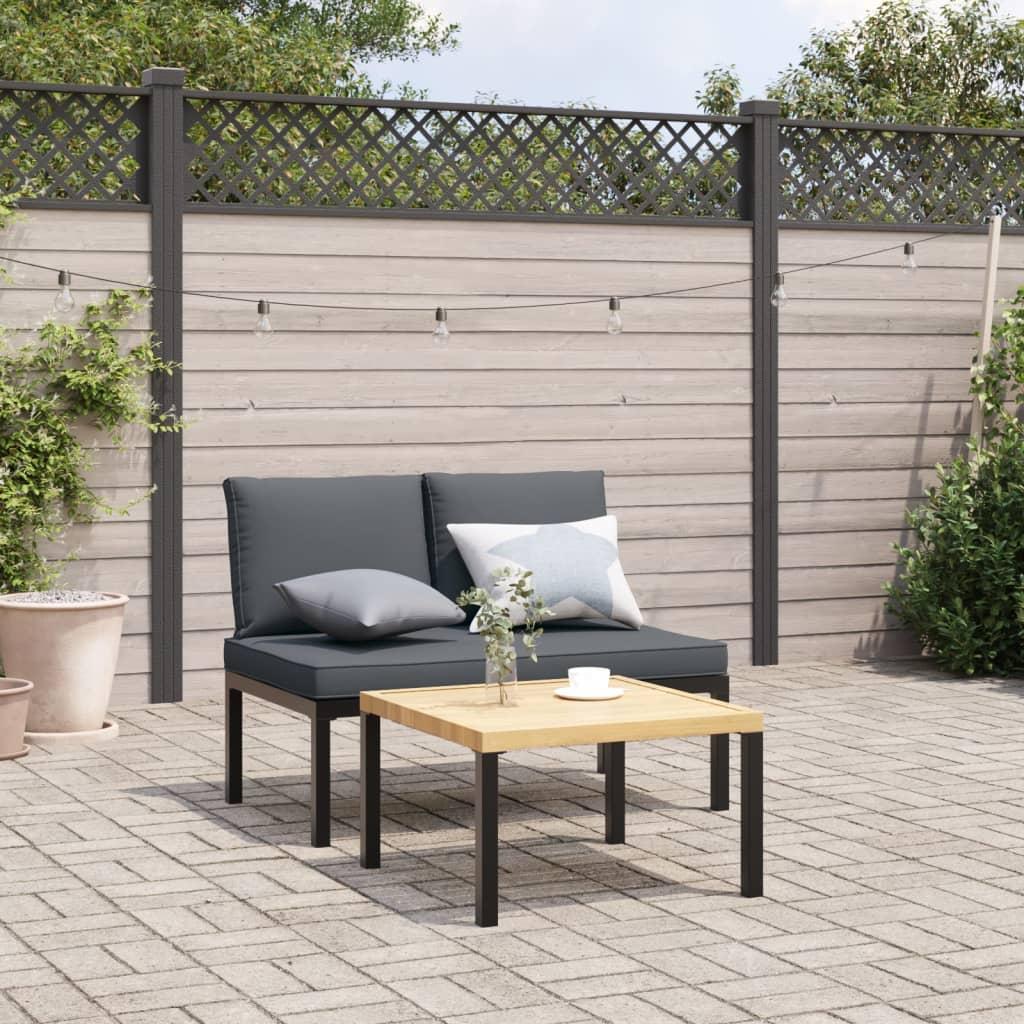 Havebænk med hynder aluminium sort
