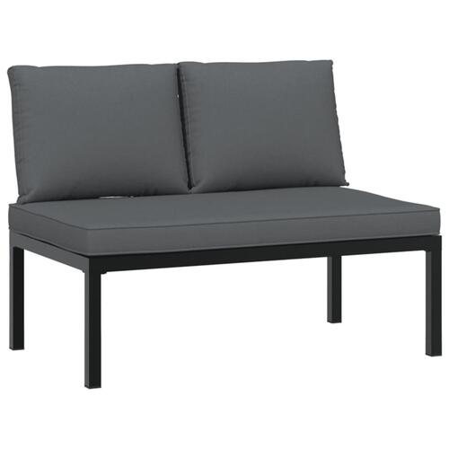 Havebænk med hynder aluminium sort
