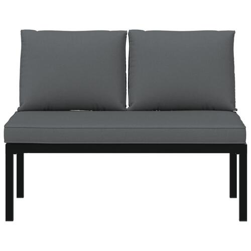 Havebænk med hynder aluminium sort