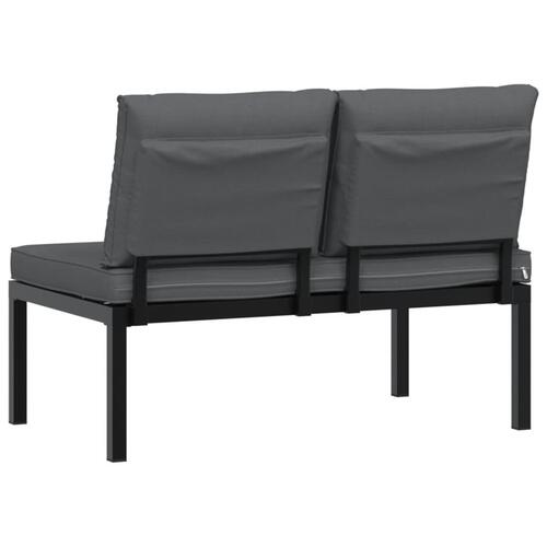 Havebænk med hynder aluminium sort