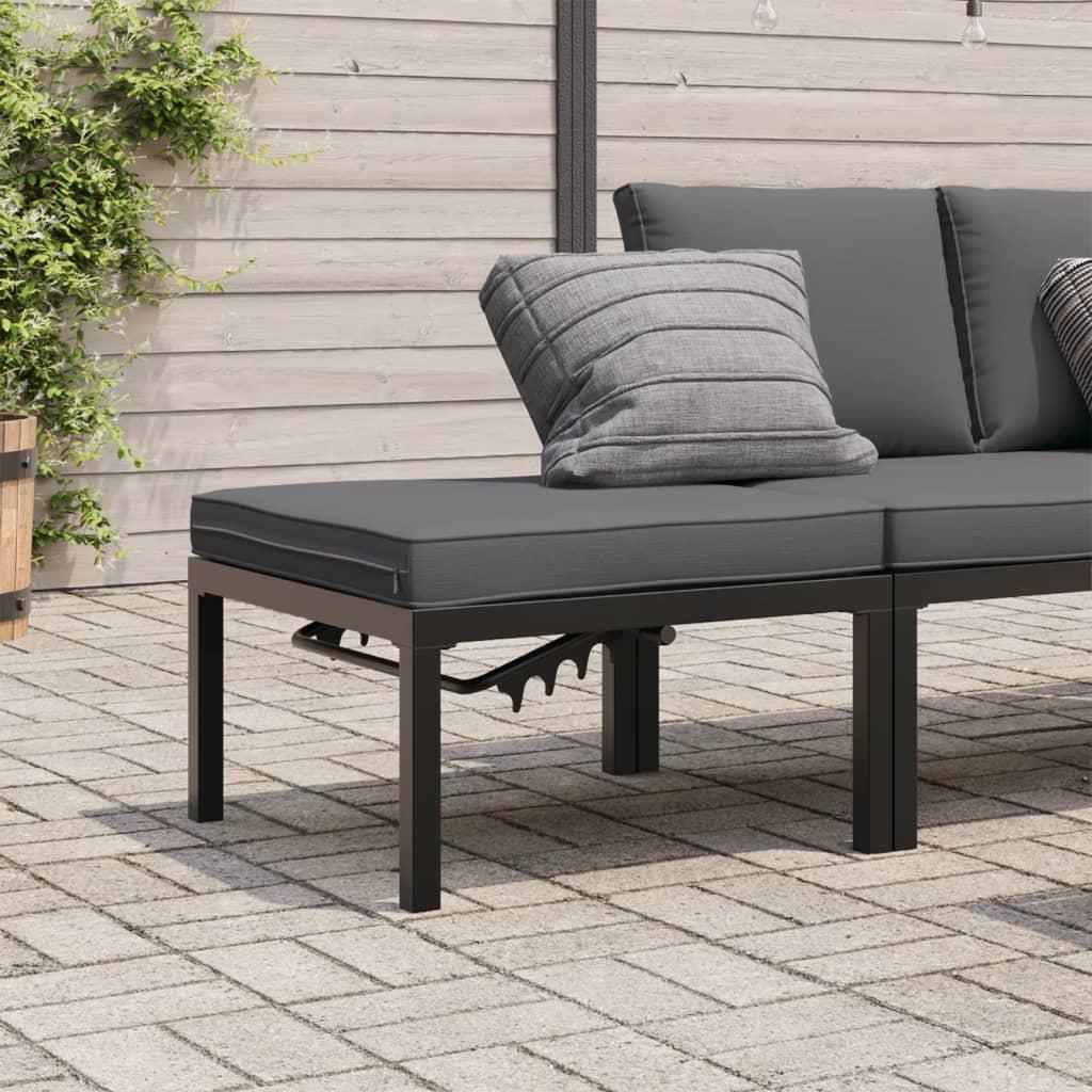 Haveskammel med hynde aluminium sort billede