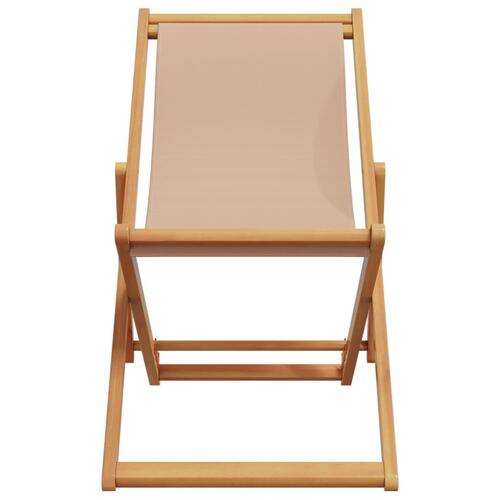 Strandstole 2 stk. foldbar stof og massivt træ gråbrun