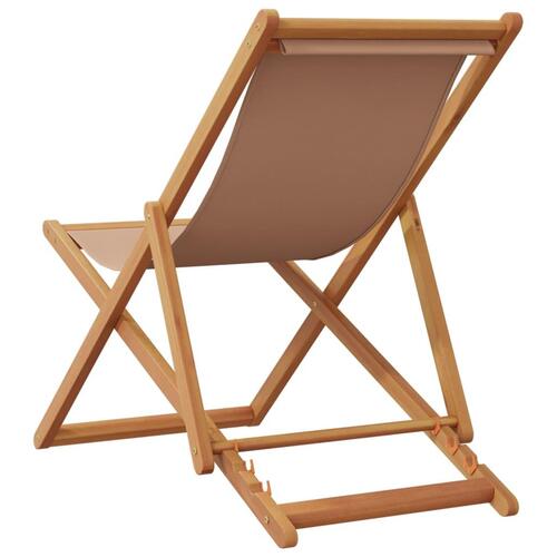 Strandstole 2 stk. foldbar stof og massivt træ gråbrun