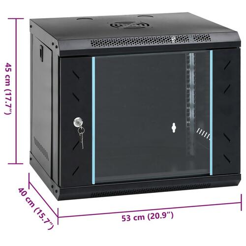 Væghængt netværksskab 53x40x45 cm 9U IP20 19"