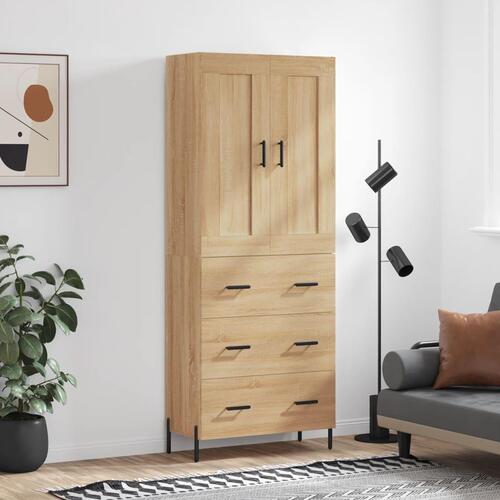 Højskab 69,5x34x180 cm konstrueret træ sonoma-eg