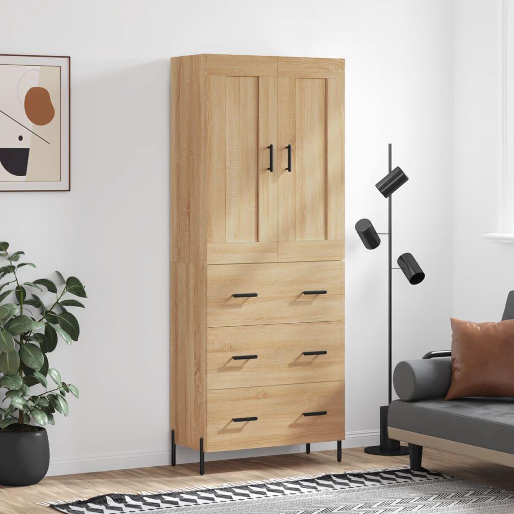 Højskab 69,5x34x180 cm konstrueret træ sonoma-eg