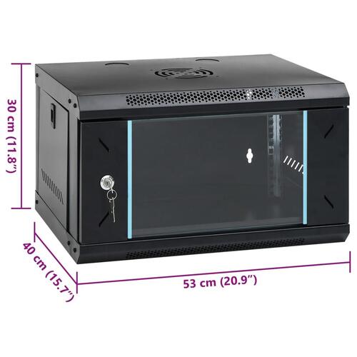 Væghængt netværksskab 53x40x30 cm 6U IP20 19"