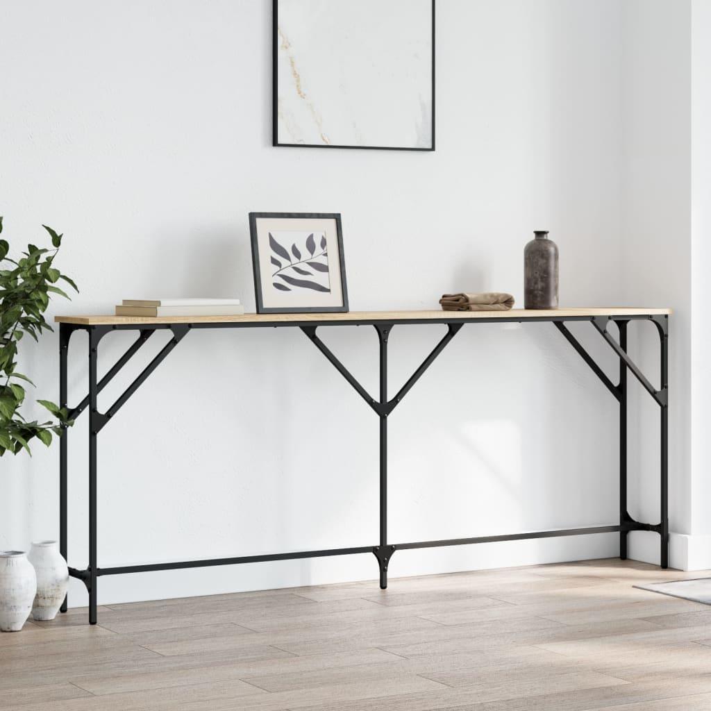 Konsolbord 180x23x75 cm konstrueret træ sonoma-eg