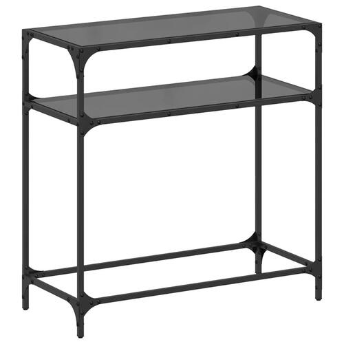 Konsolbord med sort glastop 80x35x81 cm stål