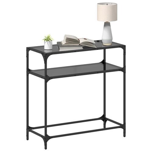Konsolbord med sort glastop 80x35x81 cm stål