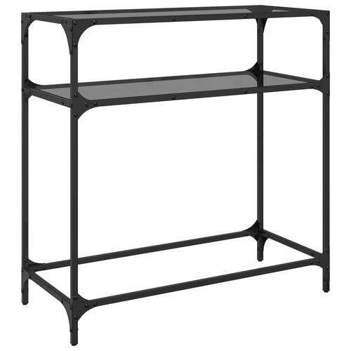 Konsolbord med sort glastop 80x35x81 cm stål