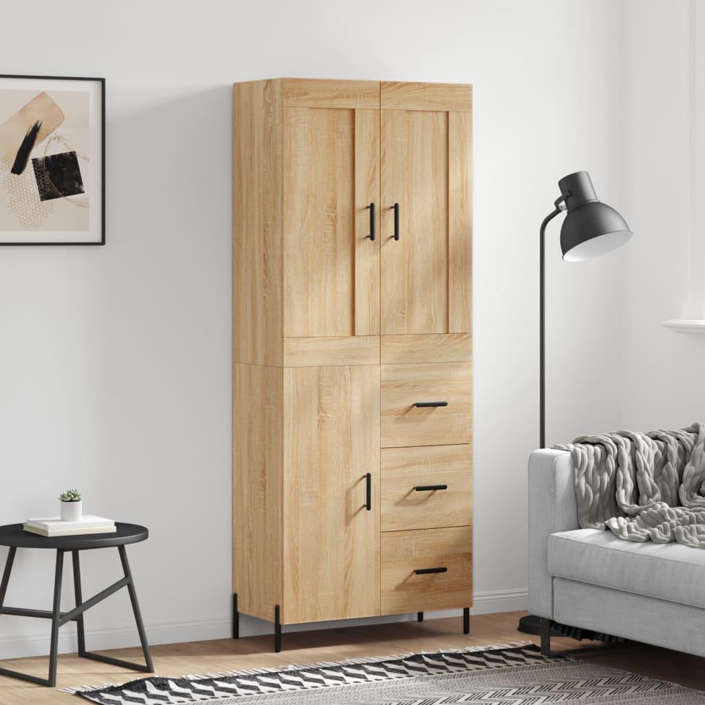 Højskab 69,5x34x180 cm konstrueret træ sonoma-eg
