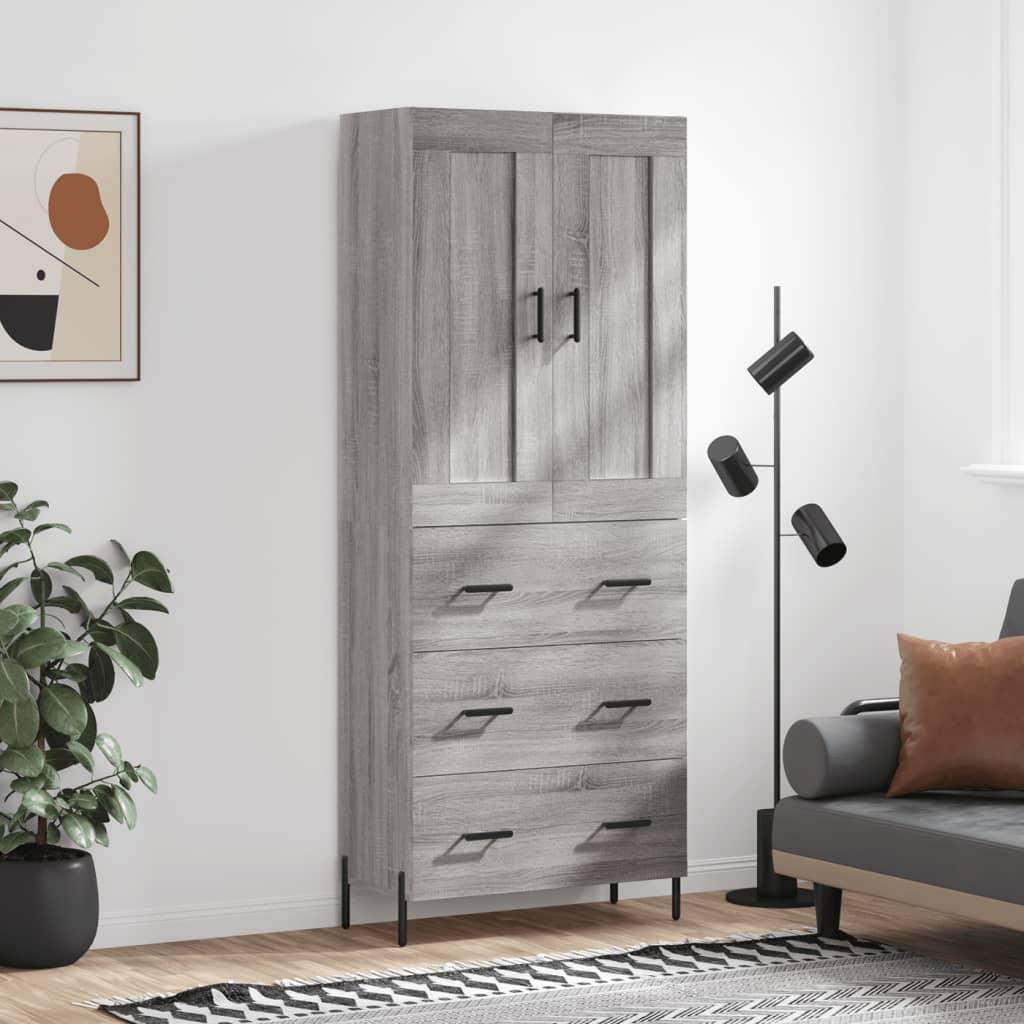 Højskab 69,5x34x180 cm konstrueret træ grå sonoma-eg