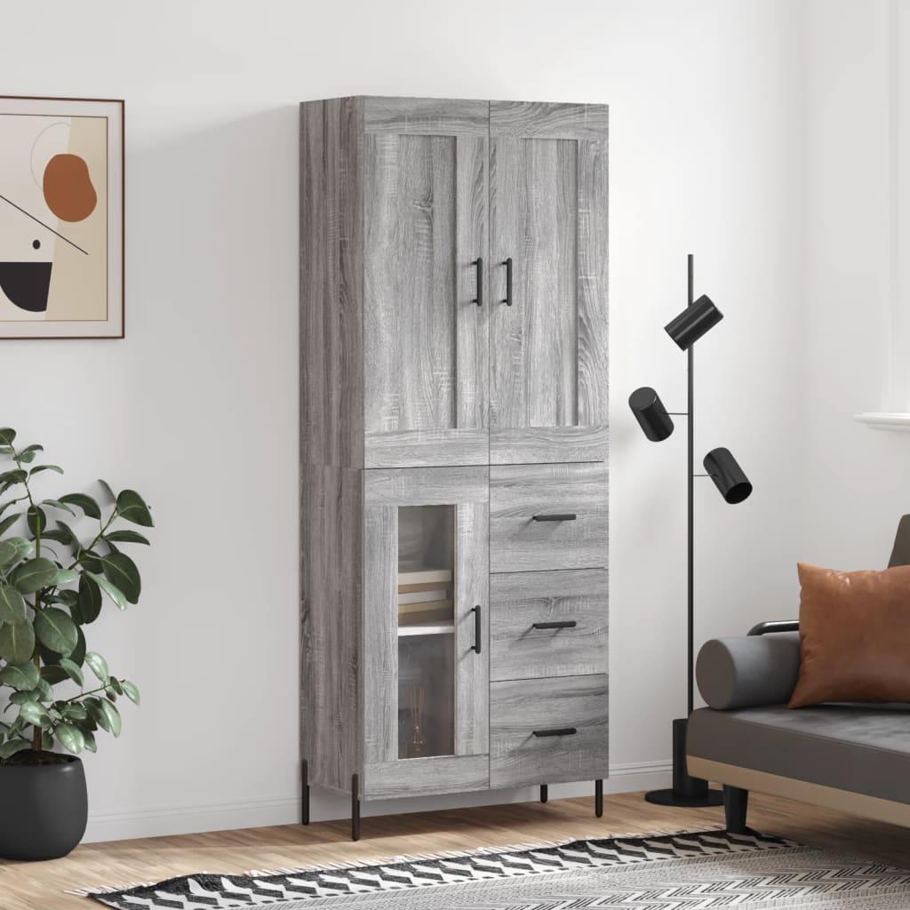 Højskab 69,5x34x180 cm konstrueret træ grå sonoma-eg
