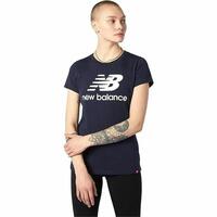 Kortærmet T-shirt til Kvinder New Balance Essentials Stacked Logo Blå (L) L