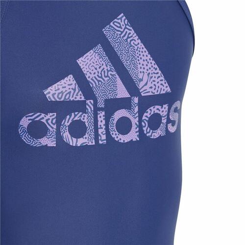 Badedragt til piger Adidas Big Logo Blå 5-6 år