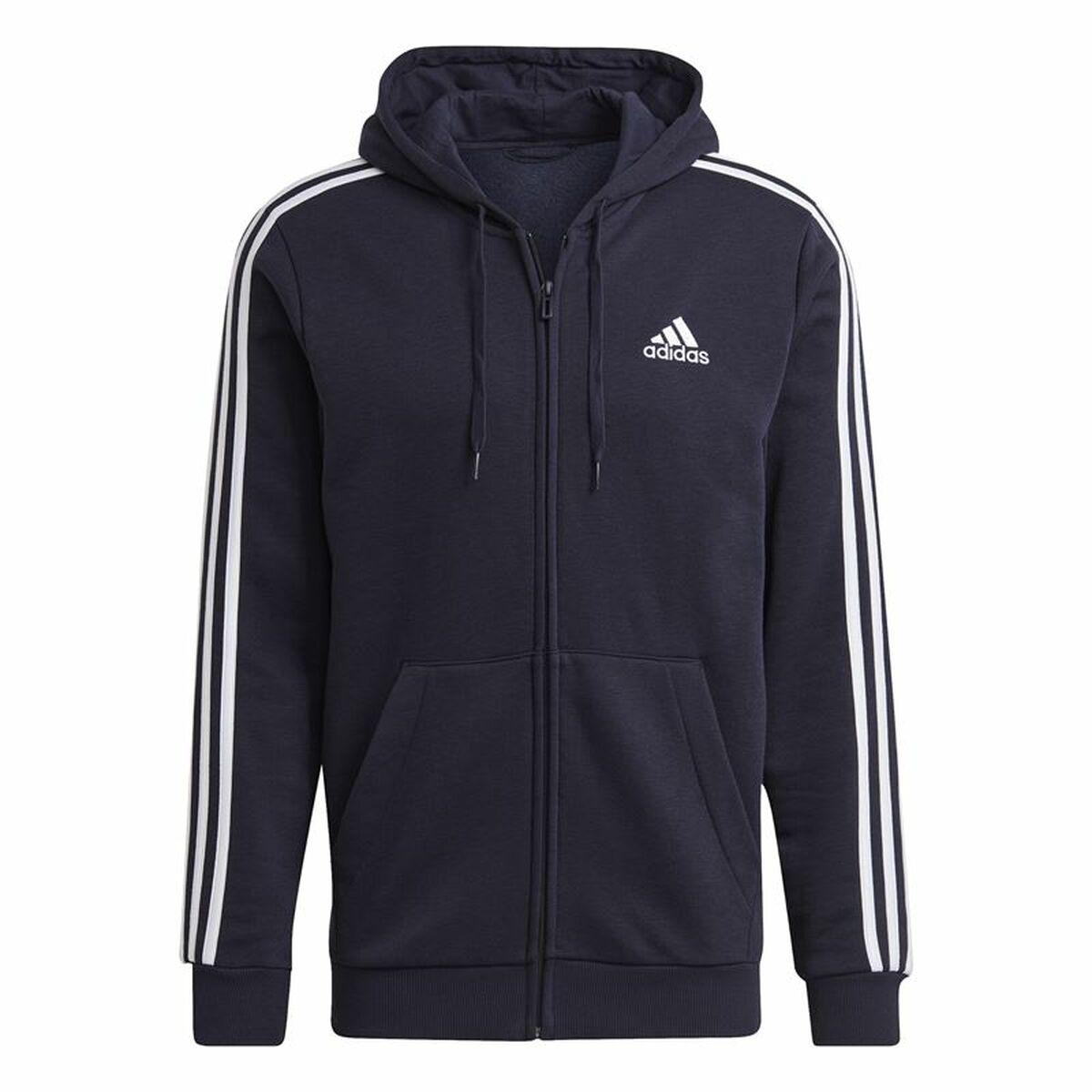 Hættetrøje til Mænd Adidas 3 Stripes Mørkeblå S