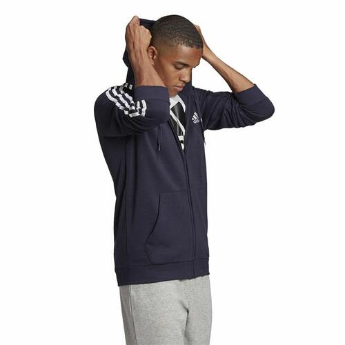 Hættetrøje til Mænd Adidas 3 Stripes Mørkeblå S