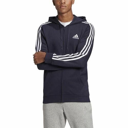 Hættetrøje til Mænd Adidas 3 Stripes Mørkeblå S