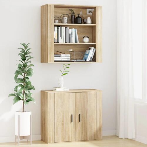 Vægskab 80x33x80 cm konstrueret træ sonoma-eg