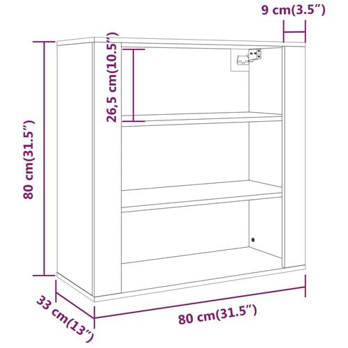 Vægskab 80x33x80 cm konstrueret træ sonoma-eg