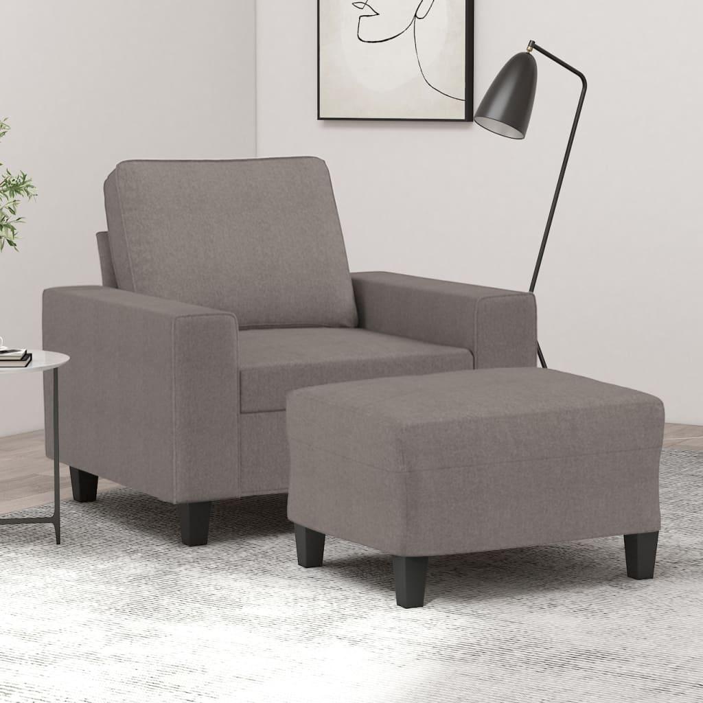 Sofastol med fodskammel 60 cm stof Gråbrun