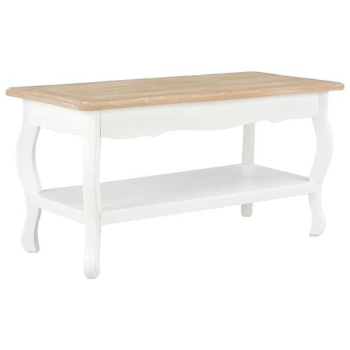 Sofabord 87,5x42x44 cm massivt fyrretræ hvid og brun