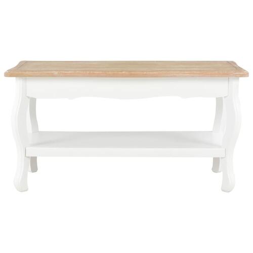 Sofabord 87,5x42x44 cm massivt fyrretræ hvid og brun