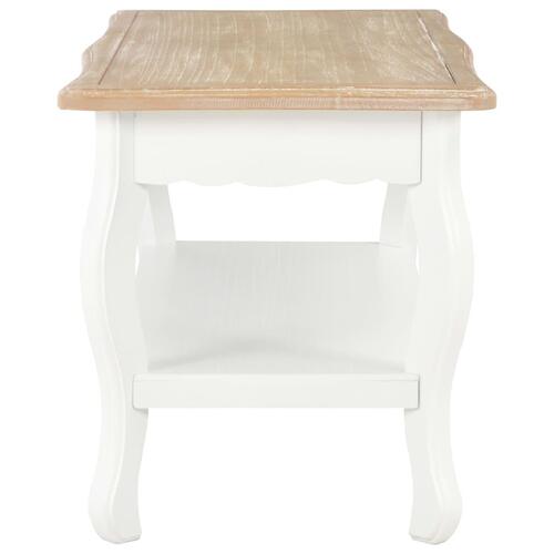 Sofabord 87,5x42x44 cm massivt fyrretræ hvid og brun