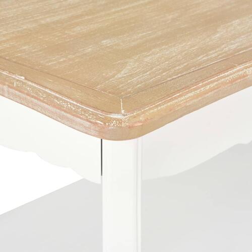 Sofabord 87,5x42x44 cm massivt fyrretræ hvid og brun