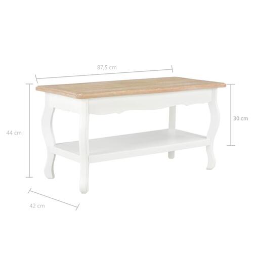 Sofabord 87,5x42x44 cm massivt fyrretræ hvid og brun