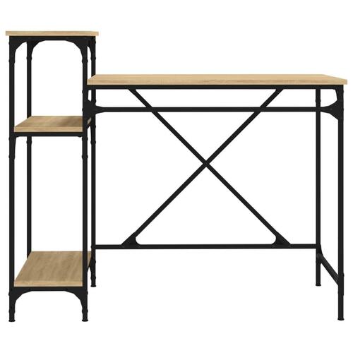 Skrivebord m. hylder 105x50x90cm konstrueret træ jern sonoma-eg