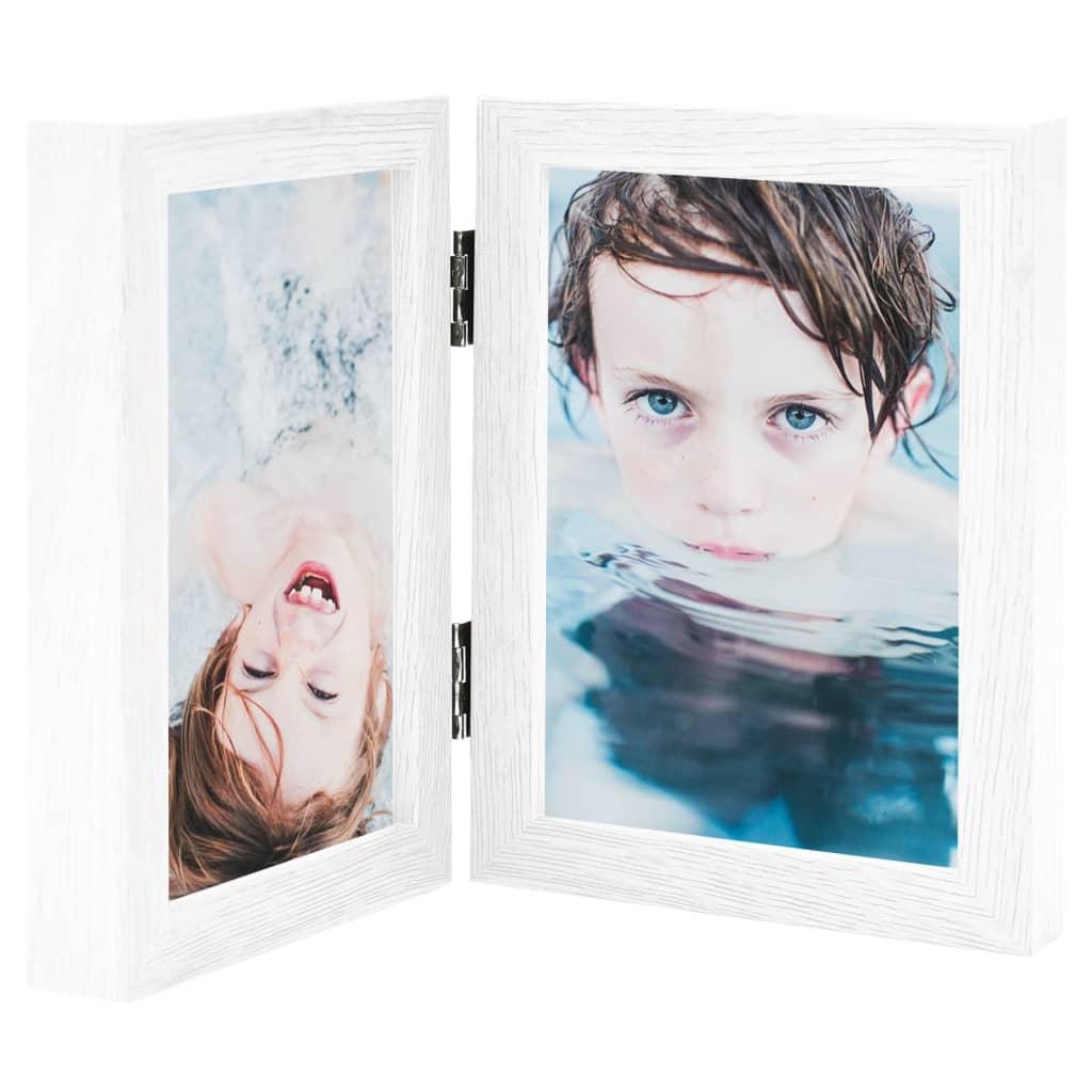 Folderamme til 2 billeder 2x(10x15 cm) hvid