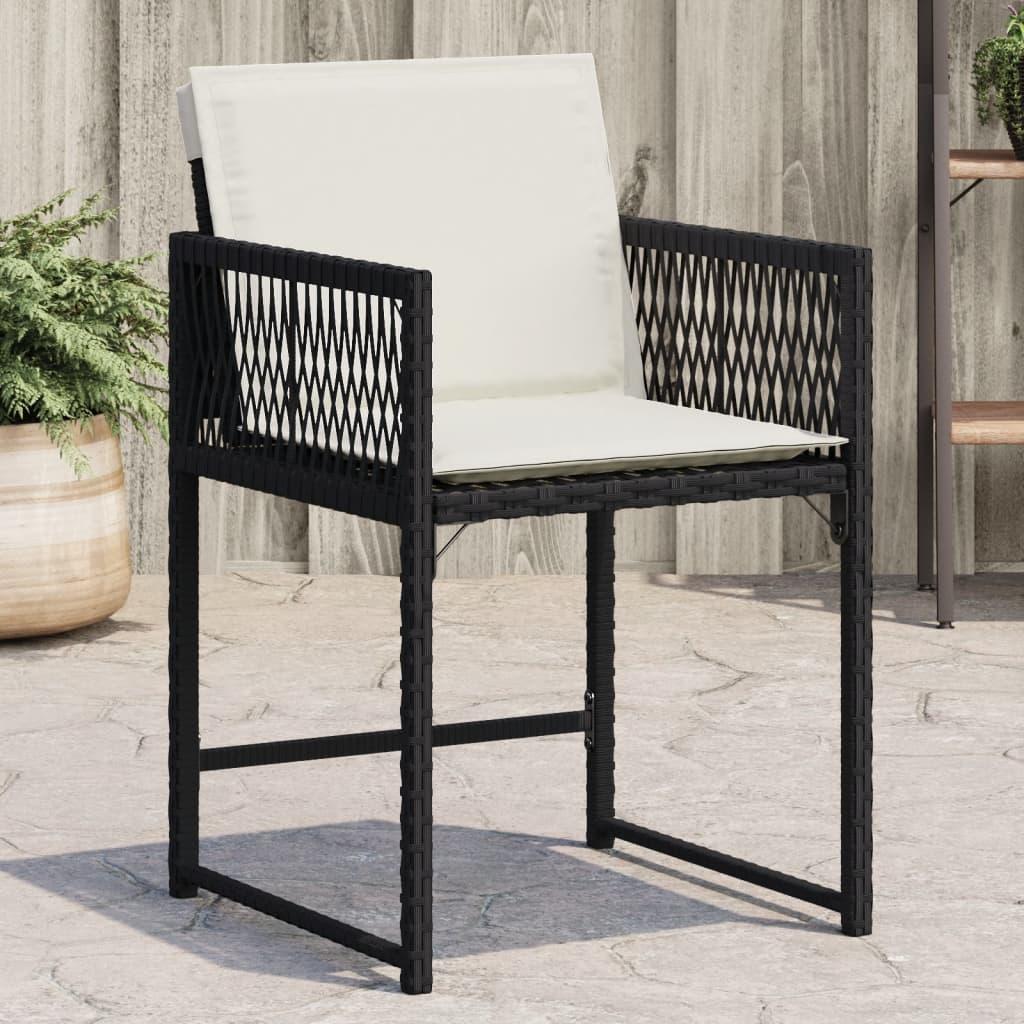 Havestole med hynder 4 stk. polyrattan sort