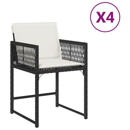 Havestole med hynder 4 stk. polyrattan sort
