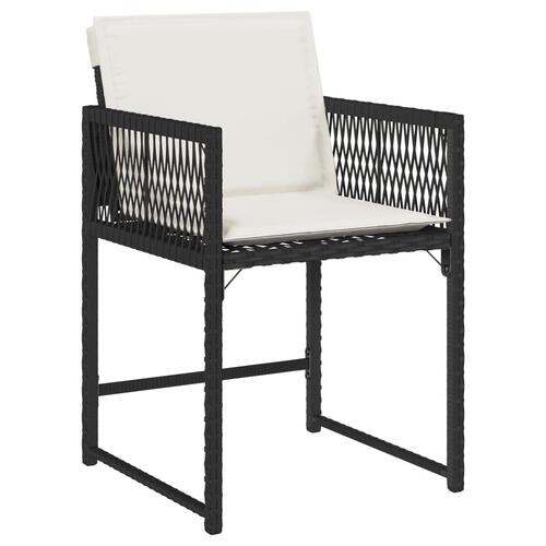 Havestole med hynder 4 stk. polyrattan sort