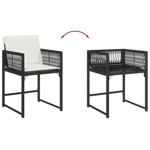 Havestole med hynder 4 stk. polyrattan sort