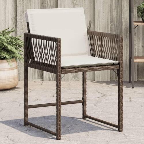 Havestole 4 stk. med hynder polyrattan brun