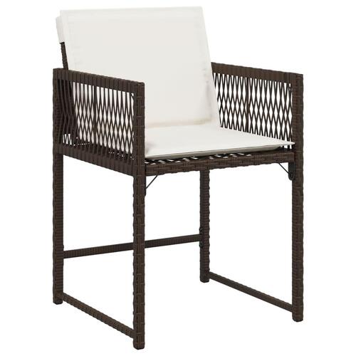 Havestole 4 stk. med hynder polyrattan brun