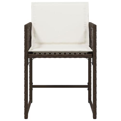 Havestole 4 stk. med hynder polyrattan brun