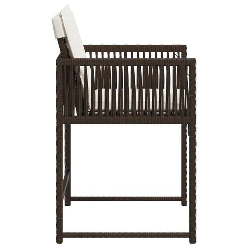 Havestole 4 stk. med hynder polyrattan brun