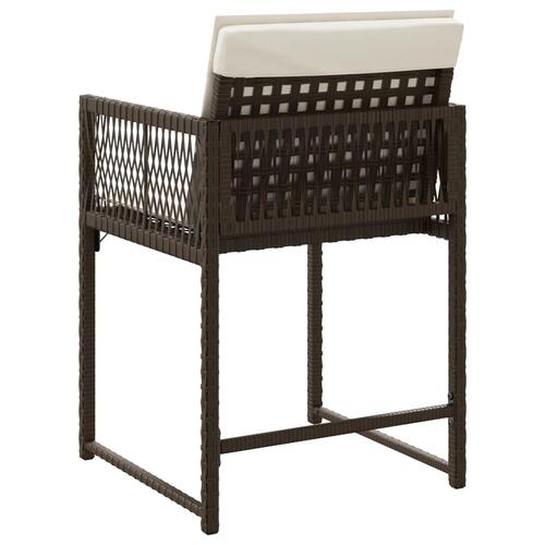 Havestole 4 stk. med hynder polyrattan brun