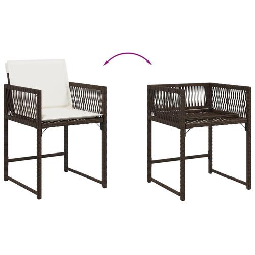 Havestole 4 stk. med hynder polyrattan brun