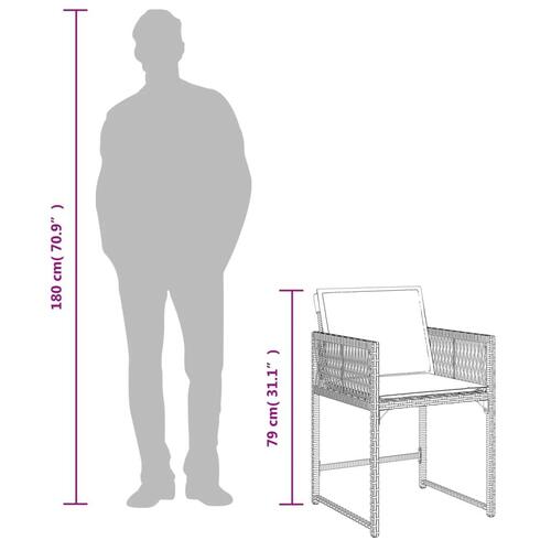 Havestole 4 stk. med hynder polyrattan brun