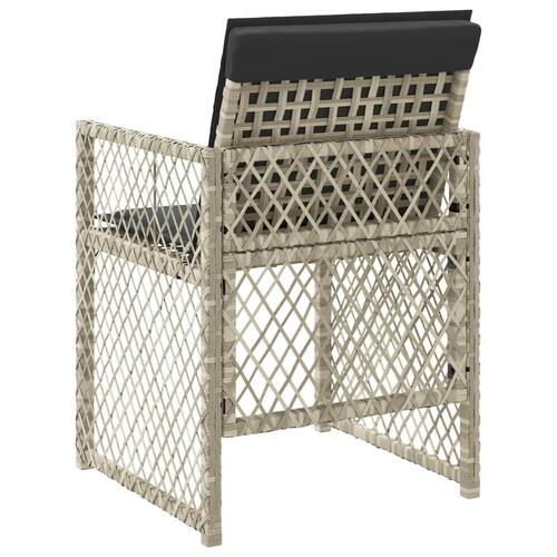 Havestole 4 stk. med hynder polyrattan lysegrå