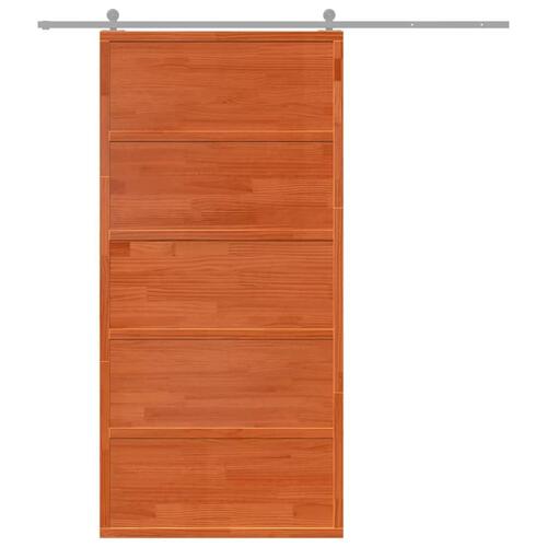 Skydedør 100x208 cm massivt fyrretræ gyldenbrun
