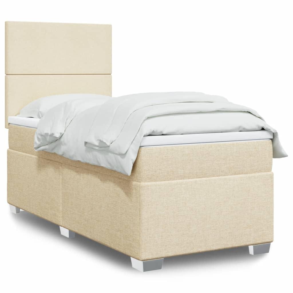Kontinentalseng med madras 80x200 cm stof cremefarvet billede