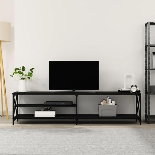 Tv-bord 200x40x50 cm konstrueret træ og metal sort