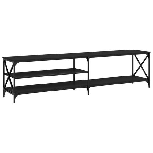 Tv-bord 200x40x50 cm konstrueret træ og metal sort