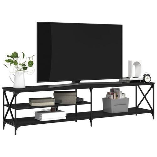 Tv-bord 200x40x50 cm konstrueret træ og metal sort